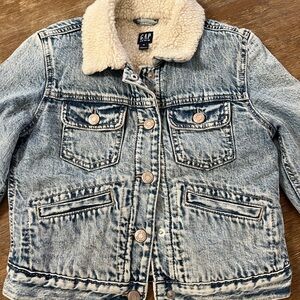 GAP Kids Medium Distressed Sherpa Denim Jacket
